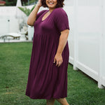 Model Showcasing Vibrant Plus Size Dress - Ashleigh Dress in Berry