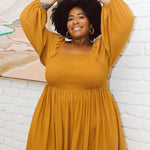 Peach The Label Designer Plus Size Dress - Lexi Dress in Honey for Curvy Women
