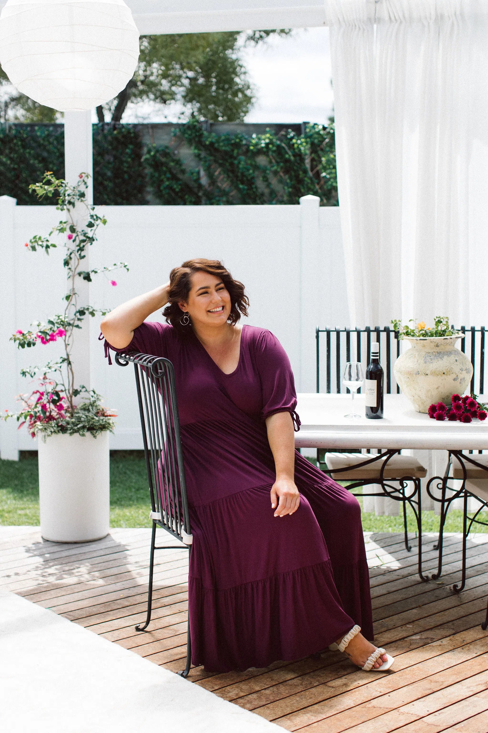 Flattering Berry Plus Size Dress - Harlow Dress by Peach The Label