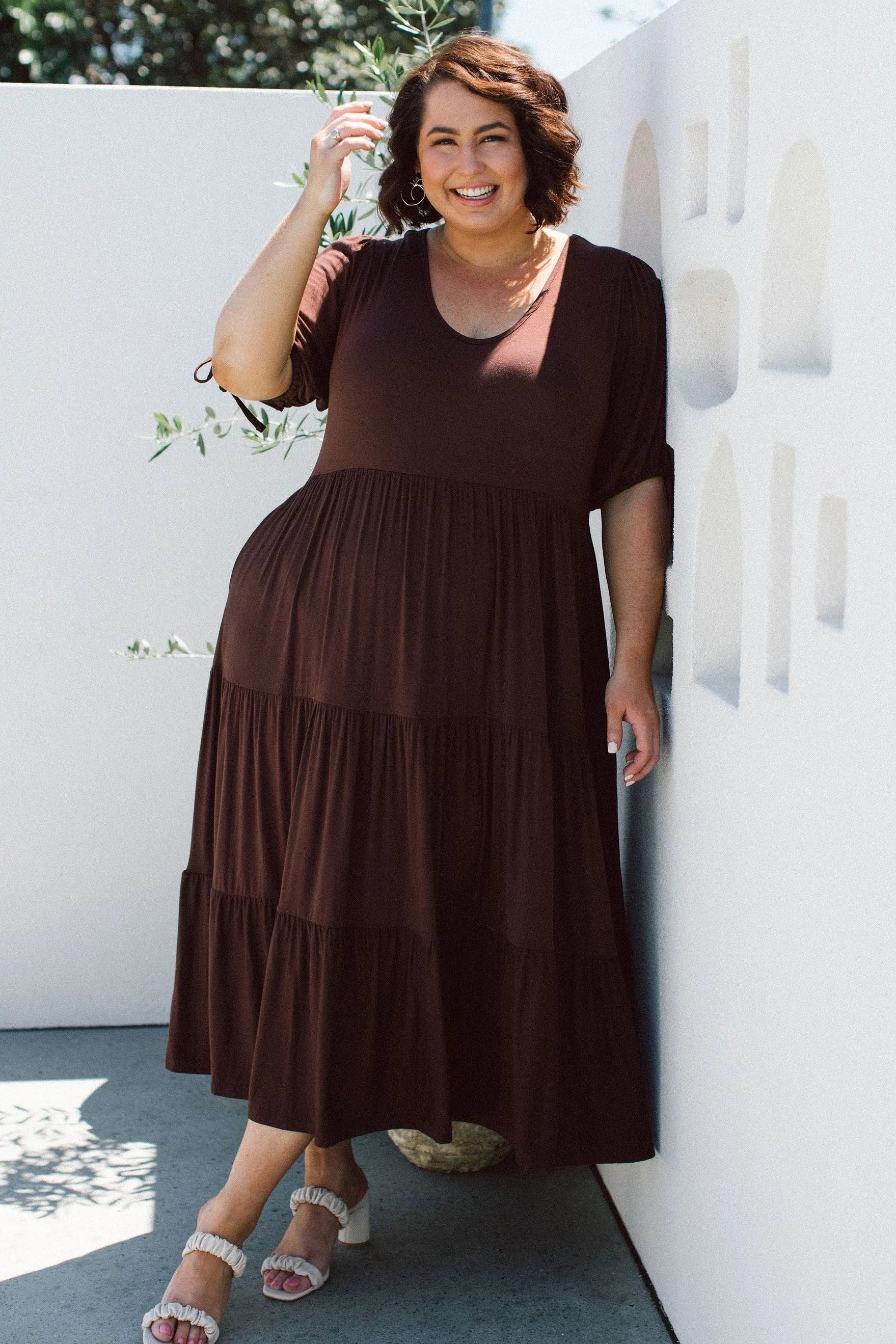 Plus Size Brown Dress - Embrace Elegance & Comfort in Harlow Dress - Chocolate