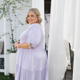 Model in Mesmerizing Plus Size Dress - Harlow Dress in Lilac